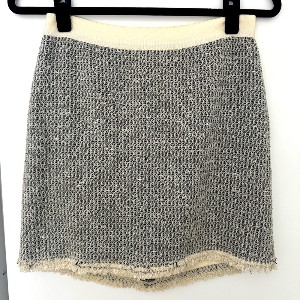 Rebecca Taylor Cream and Black Tweed Skirt